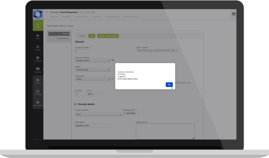 Multicurrency Support dashboard